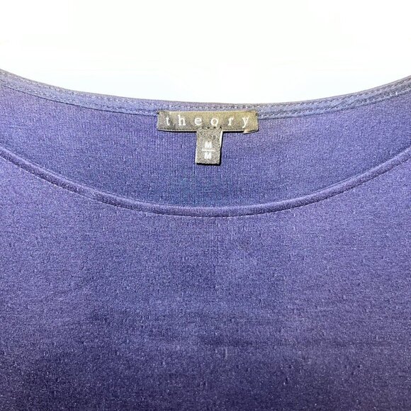 THEORY Kalion Long Sleeve Shift Dress Pryor True Navy Ponte Fabric - size M - Picture 2 of 6